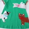 Abiti da ragazza saltanti metri 2-12t Princess Girls Dresses Cats ricamo estate a maniche corte per bambini Birthday Kids Costume Y240412