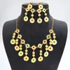 Necklace Earrings Set Women's Fashion Traditional Multi Color Gemstone Coin With Gold Plating