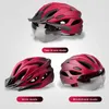 Xtiger Cycling Helm IntegrallyMolded Bicycle LED -lampor MTB Bike Ultralight Sport Safe Hat With Goggles Visor 240401