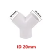 PVC 20-32mm Tee Conector Supplência de água Junta do tubo Y Inclinado com ajustes de tubo de aquário de três peças de três peças de três peças Adaptador branco