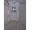 Men's T-Shirts Long Sleeve Reflective Bear Printing We11done T Shirt Men Women High Quality Washed Old Vintage Tshirt