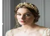 Hårtillbehör europeiska grekiska gudinnor pannband metallguld lämnar grenen kronband bröllop tiara6802212