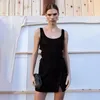 Lässige Kleider Frauen 2024 Frühlings- und Sommer klassisches ärmellose schlankes Schleimschuhnknoten Taille Little Black Kleid