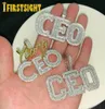 Ketten vereiste Kubikzirkonia Big Sliver Color CZ Stein CEO Halskette 5mm Tenniskette Buchstabe Anhänger Halsketten Hip Hop Männer Jewelr2473066