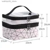 Cosmetic Bags 1 Pcs 2 Layers PVC Cosmetic Bag Travel Makeup Organizer Waterproof Clear Makeup Bag For Women Female Beauty Case Toiletry Kit L49