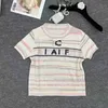 女性用Tシャツデザイナー2024春/夏新しいXiaoxiangスタイルのネクタイ色ブロックレターニット半袖ファッション用途トップDXE0