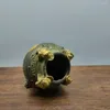 Decorative Figurines Chinese Bronze Ware Gold Toad Qian Louzi Pendant Feng Shui Quadrangle Treasure Collecting To Attract Weal