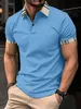 Mens Lapel Printing Shirt Lets Solid Color Shortsleeved Top Tshirt Shads Slim Business Odzież 240403