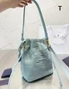 Bolsas de paja de mujer bolsos de hombro de nylon bolsos de bolsos de cadena de bolsos diseñador de la caramelo de la caramelo dama pequeña bolsas del cubo del cubo tamaño 24