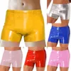 Unterhose personalisierte Männer Kunstleder Nachtwäsche Shorts Boxer Briefs Wetlook Latex Junge Sissy Schwimmstämme Unterwäsche Unterwäsche