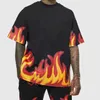 Hot-Selling Custom Summer Hip Hop Heavyweight Cotton 280GSM T-shirt och shorts Två stycken Set över hela tryckta för män