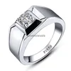 Authentic PT950 Platinum Mens Ring Mosonite Diamond Couple Opening Gift