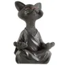 Whimsical Black Buddha Cat Figurine Meditation Yoga Collectible Happy Decor Art Sculptures Garden Statues Home Decorations8873097