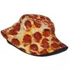 Bérets pepperoni pizza motif chapets chapeaux unisex voyage tortilla aliments champ chapeau élégant pliable pour le pêcheur de sport extérieur bob