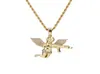 Top Quality Jewelry Zircon Gold Silver Cute Angel Baby Carry Gun Stuff Pendant Necklace Rope Chain for Men Women3510485