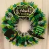 Fleurs décoratives Porte de couronne artificielle 40cm Lavande Printemps Round Patrick Day Signe de bienvenue pour la ferme extérieure intérieure 2024