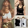 PRA DESIGNER WOMENS TANK TOPS T SOMMER SOMMER KVINNER TOPS TEES CROP TOP EBRODERY SEXY OFF AV SVART Black Casual ärmlös Backless Top Shirts Solid Color Vest 141