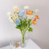 Decorative Flowers Artificial Simulated Flocking Poppies Wedding Arrangements Home Room Office Fake
