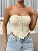 Damestanks Fashion Women Tube Top Strapless Backless Tie-Up onregelmatige zoom Zomer dames Vest voor clubfeestjesvriendelijk