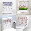 M21 plantes fleurs papillons autocollants de toilette de salle de bain couvercle de toilette autocollant réfrigérateur mural autocollants wc pour décoration domestique