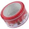 Storage Bottles Christmas Tin Box Candy Holder Jar Containers Biscuit Iron Cookie Lid Sugar Case Child