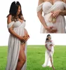 Koronkowa sukienka macierzyńska na Pogień Sexy Off Front Front Podziel ciążę Kobiety w ciąży Kobiety Maxi Maternity Suknia Poshoot Q2786608