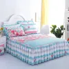 Sängkläder sätter koreansk mjuk bomullsbedark graciös spetsar sängöverdrag sovrum laciness kjol kuddväskor icke-halk madrass täcker cubrecama