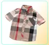 Fashion Toddler Kids Boy Summer Short Sleeve Plaid Shirt Designer Button Shirt Tops Clothes 28 Y358S2051174