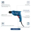 Bosch GBM400/400KL Mini Electric Drill and Screwdriver Rotary Tool Driller Drill Tools for Wood Steel Metal Self-Locking Chuck