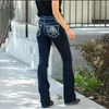 Dżinsy damskie z haftami na tylnej kieszeni dla kobiet wysoki talia Kobieta Flase Pants Denim Ladies Casualne spodnie W852