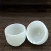 Decorative Figurines Afghanistan White Jade High Tea Cup Set Health Bowl Wine