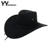 Cappelli da cowboy da uomo americano occidentale largo brim viaggio da sole cappello cowgirl schiera in cambio in cambio triple corde chapeau homme cowboy yy18015 t1394196