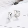 Hoop Earrings ANENJERY Silver Color Fashion Design Three-layer Twisr Rope Tiny Mini Circle For Women Jewelry