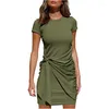 Casual Dresses Pleated Amazon Irregular Dress Short Sleeve