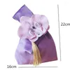 Present Wrap Velvet Candy Bag Puches With Flower Happy Day Born Baby Senior Feeling Cloth Handbag Wedding Special Flanell Packing Påsar