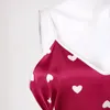 Abbigliamento da donna per sonno sexy simulazione simulazione di seta stivali di tute a due pezzi Love stampare abiti da notte sottili morbidi per donne