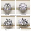 Configurações de jóias anéis de pérolas diy 925 anel de zircão sier para mulheres menina fino tamanho ajustável Dia do dia dos namorados 9 pcs/lote gota dhgarden dh0sx