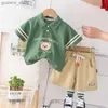 Kledingsets 1-5 jaar Casual jongenskleding Set 3 kleuren Pure Cotton Bear T-shirt + Korte broek 2 stks Oubfit voor kinderen Kinderen Verjaardagscadeau Y240412