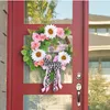 Decoratieve bloemen kerstdecoratie roze krans slinger hangende ornamenten voordeur muur decoraties vrolijke boom