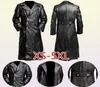 Men's Leather Faux heren Duitse klassieker WW2 uniform officier Black Real Leather Trench Coat 2209224291882