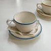 Mugs Vintage Mug Color Coil Ceramic Coffee Cup And Plate Set Latte Cute Tea