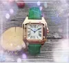 Rose Gold Silver Square Quartz Watch Fashion Simple Women Tank Series Bracelet Small Size Colorful Cow Leather Band Business Clock Wristwatch Cadeaux