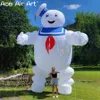 Halloween Ghostbusters karaktär Uppblåsbar Marshmallow Man Advertising Decoration Cartoon utan banner för Celebratio Stay Puft Model med LED -belysning