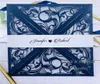 Intrincado Dark Navy Lace Laser Cut Dobled Wedding Invitation Handmade convidados personalizados com envelopes convidados personalizados5235652