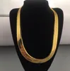 Kedjor Solid 18k Yellow Gold Filled 10mm Plant HerringBone Chain Halsband för kvinnor Menchains5738995