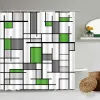 Creatieve geometrische douchegordijnen zwarte lijn roodgrijs geruit wit badgordijn modern eenvoudige Noordse huis badkamer decor set mat