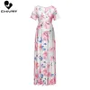 Vestidos de maternidade vestido de maternidade de chivry feminino feminino floral manga curta maxi vestido longo vestido casual vestido de maternidade de verão 24412