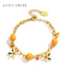 Bracciale di uva succosa per donne delicate frutta e fiori bracciale regolabile gioielli fine smalto regalo di Natale fatto a mano