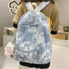 Simple tyeing Design Women Backpack Kawaii Nylon Book Bag Female Mochila School Backpack per adolescenti da viaggio Girl Travel Rucksack 240328