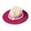 Boinas femininas Gentleman Gentleman Gradiente Elegante Rosa Lã vintage FELTA FEDORA HAT WINTRONOTONO Caps 58cm Chapéus de jazz por atacado